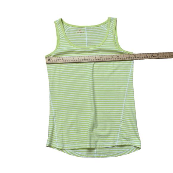 Talbots T Tank Top Women's S Neon Green White Stripe Activewear Fitness Workout - Picture 6 of 9